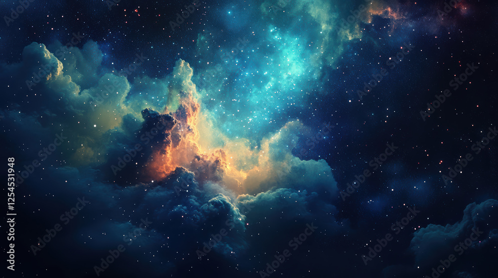 Fototapeta premium breathtaking spectacle of color erupts in cosmic scene filled with vibrant nebulae and twinkling stars, creating mesmerizing view of universe