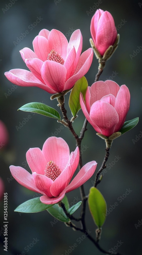 Fototapeta premium Close Up Pink Magnolia Blossom In Springtime