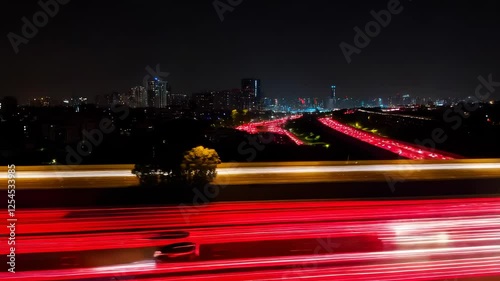 Night Cityscape with Light Trails