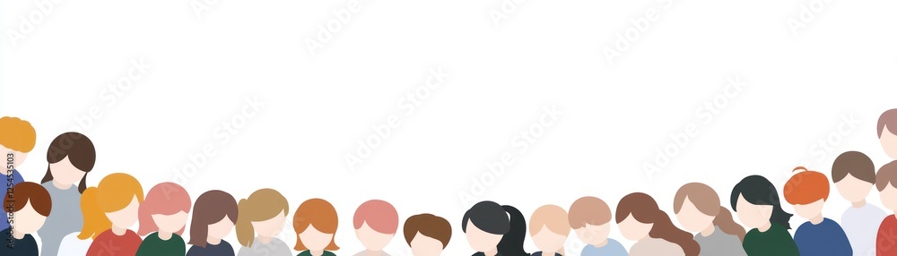 Diverse group of people, community, gathering, white background, website header Diverse group of people, community, gathering, white background, website header