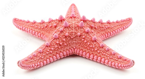 Isolated Pink Starfish on White Background Close Up Marine Life photo