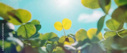 close-up of a clover leave with bright copy space