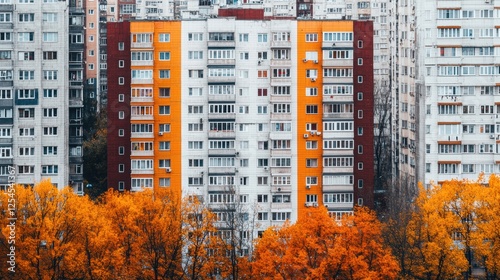 Breathtaking Autumn City View with Glowing Trees and High Fidelity Details in Urban Landscape