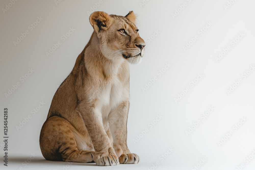Obraz premium Majestic Lioness in Profile: Capturing the Grace and Strength of the African Savannah's Apex Predator in Stunning Detail