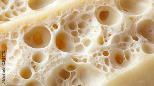 Close Up Macro Cheese Texture With Holes And Bubbles Photoshoot Results Showcases Food Detail Photography Styles And Fresh Dairy Product Elements In Gourmet Cuisine Concept Style Photography