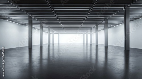 Spacious, Modern, Minimalist Interior of Empty Exhibition Hall