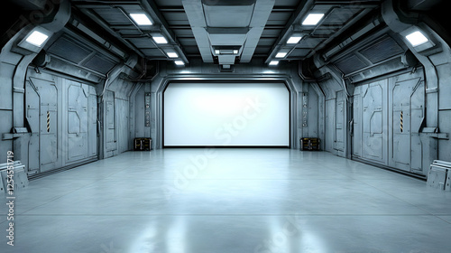 Fototapeta Naklejka Na Ścianę i Meble -  Futuristic Spaceship Corridor 3D Render