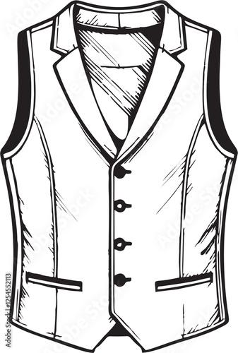 Vászonkép Hand drawn waistcoat illustration,isolated on white background