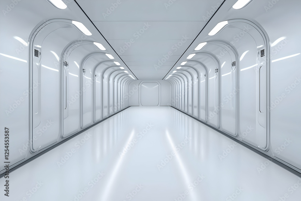 Obraz premium Futuristic White Corridor 3D Render