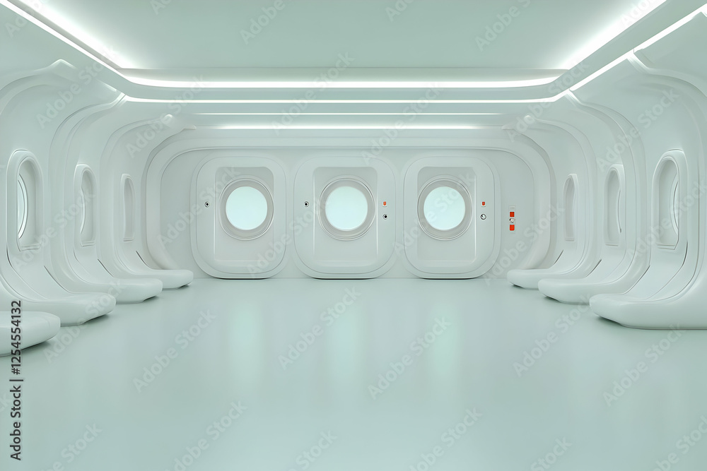 Futuristic White 3D Interior Design Render Futuristic White 3D Interior Design Render