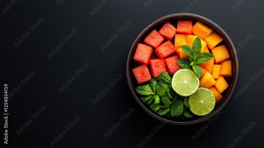 Vibrant and Nourishing Bowl Filled with Sliced Papaya Watermelon Lime and Fresh Mint Leaves A Refreshing and Healthy Snack or Meal Idea Bursting with Tropical Flavors and Nutrients Vibrant and Nourishing Bowl Filled with Sliced Papaya Watermelon Lime and Fresh Mint Leaves A Refreshing and Healthy Snack or Meal Idea Bursting with Tropical Flavors and Nutrients