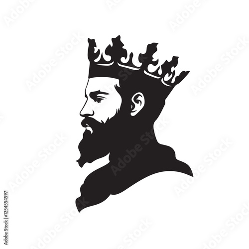 Silhouette of a Man Wearing a Crown - Vector Illustration