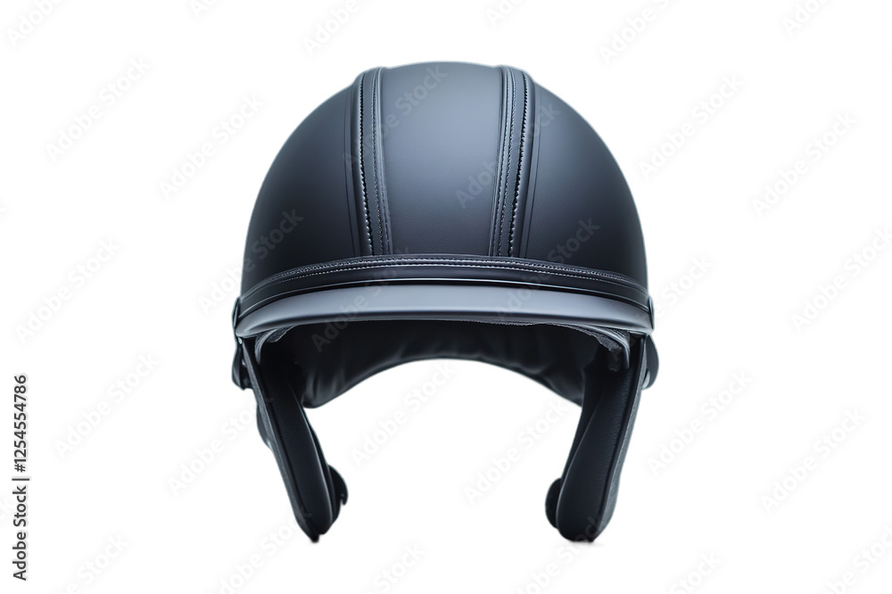Fototapeta premium Sleek black helmet showcases modern design with detailed stitching and protective features