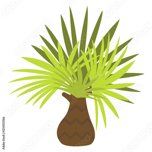 Cartoon Palm Tree Isolated on White Background. Vector Illustration