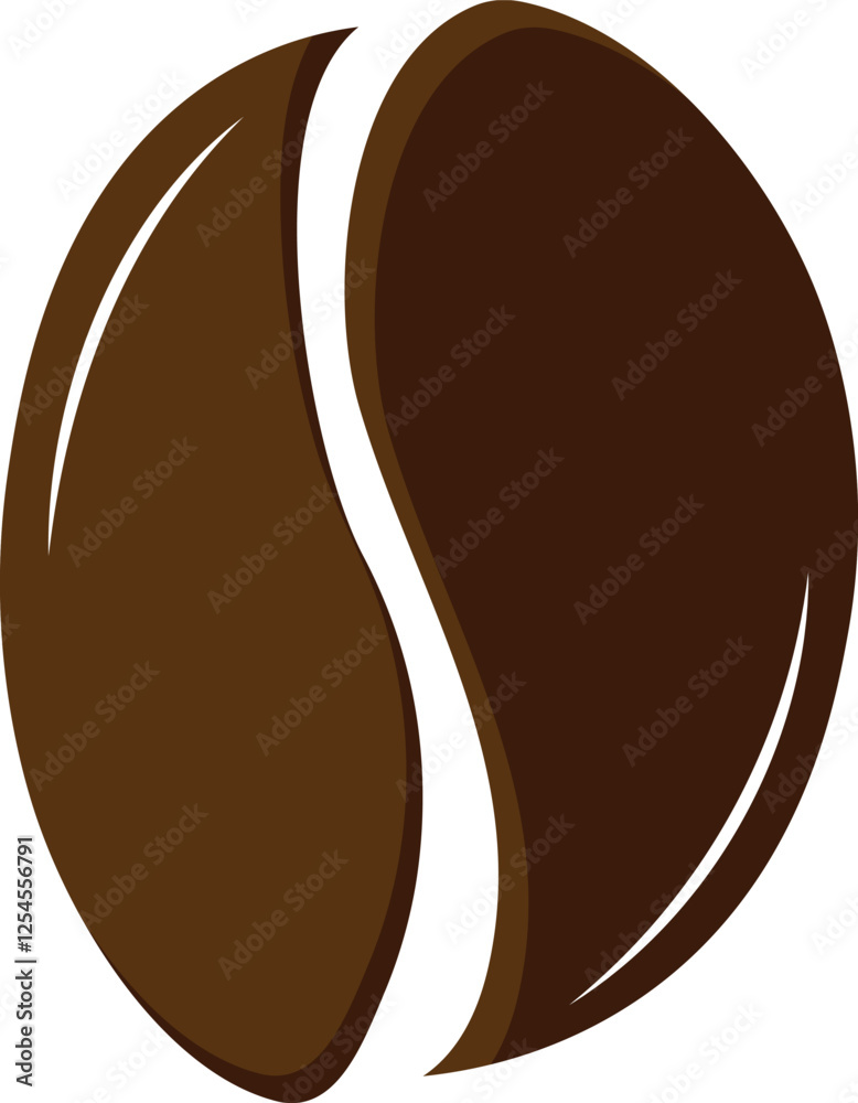 Fototapeta premium Dark Roasted Coffee Bean Vector Illustration