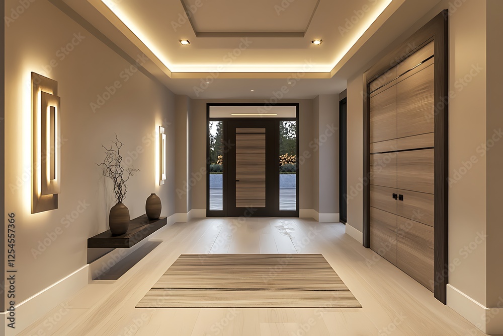 Fototapeta premium minimalist hallway with modern light fixtures