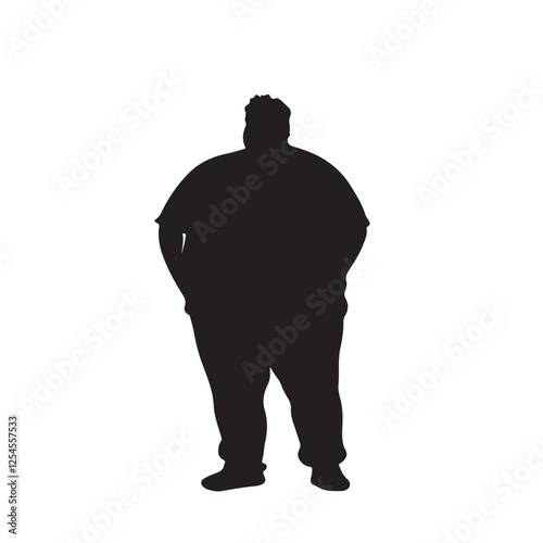 Overweight Male in Profile Silhouette – Vector Illustration