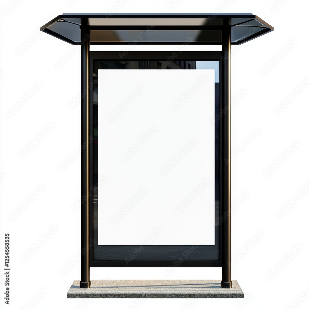 Modern Blank Bus Stop Shelter with Clear Glass and Minimalist Design in Urban Environment Modern Blank Bus Stop Shelter with Clear Glass and Minimalist Design in Urban Environment