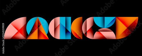Abstract geometric pattern with intersecting circles and triangles in gradients. The high-contrast composition creates depth and a dynamic, modern aesthetic
