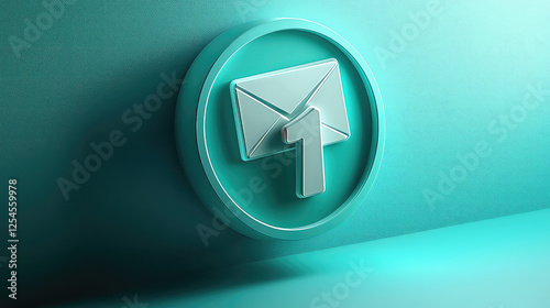 Free Download Teal 3D icon depicting a single new email message notification. - GFXLoad