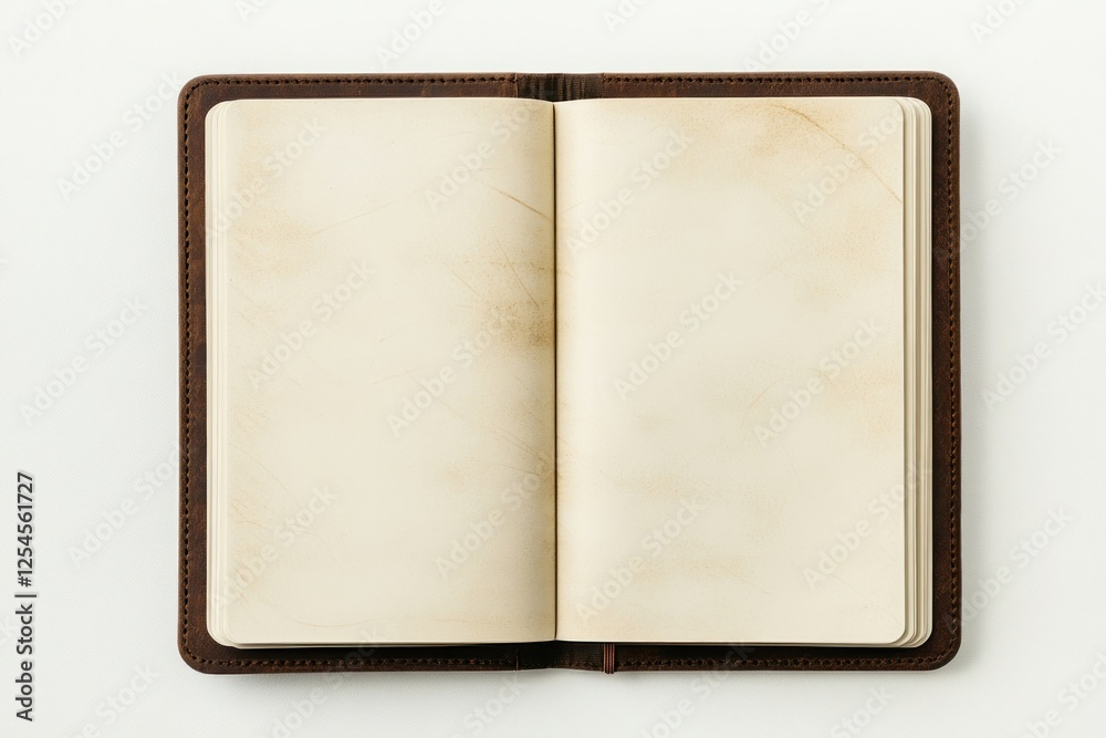 Fototapeta premium Blanked open notebook vintage pages cover.