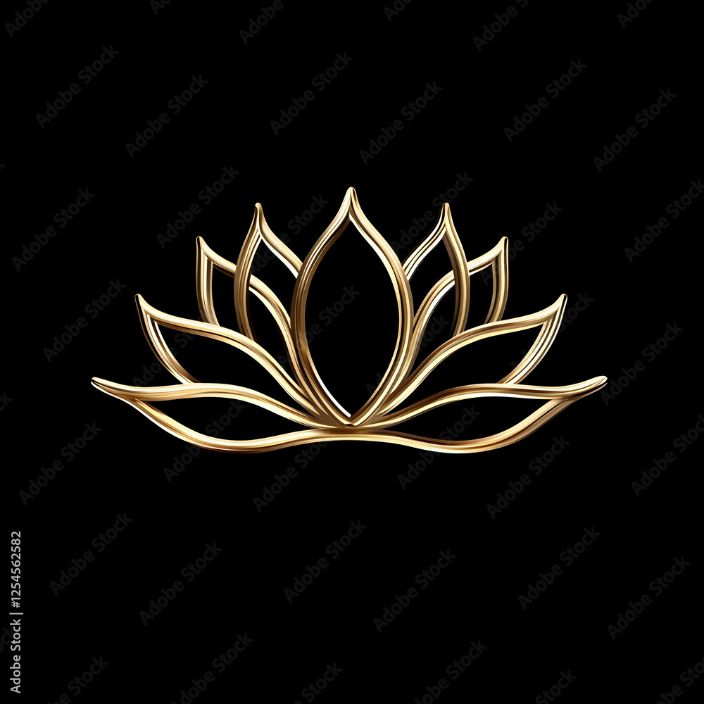 Golden Lotus 3D Illustration