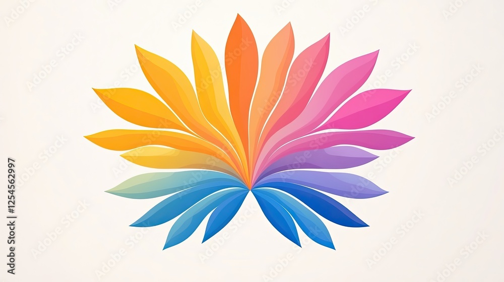 Vibrant abstract flower design with colorful petals radiating outward, suitable for various uses Vibrant abstract flower design with colorful petals radiating outward, suitable for various uses
