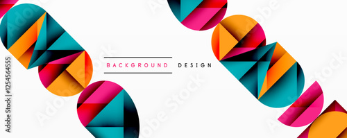 Abstract geometric pattern with intersecting circles and triangles in gradients. The high-contrast composition creates depth and a dynamic, modern aesthetic