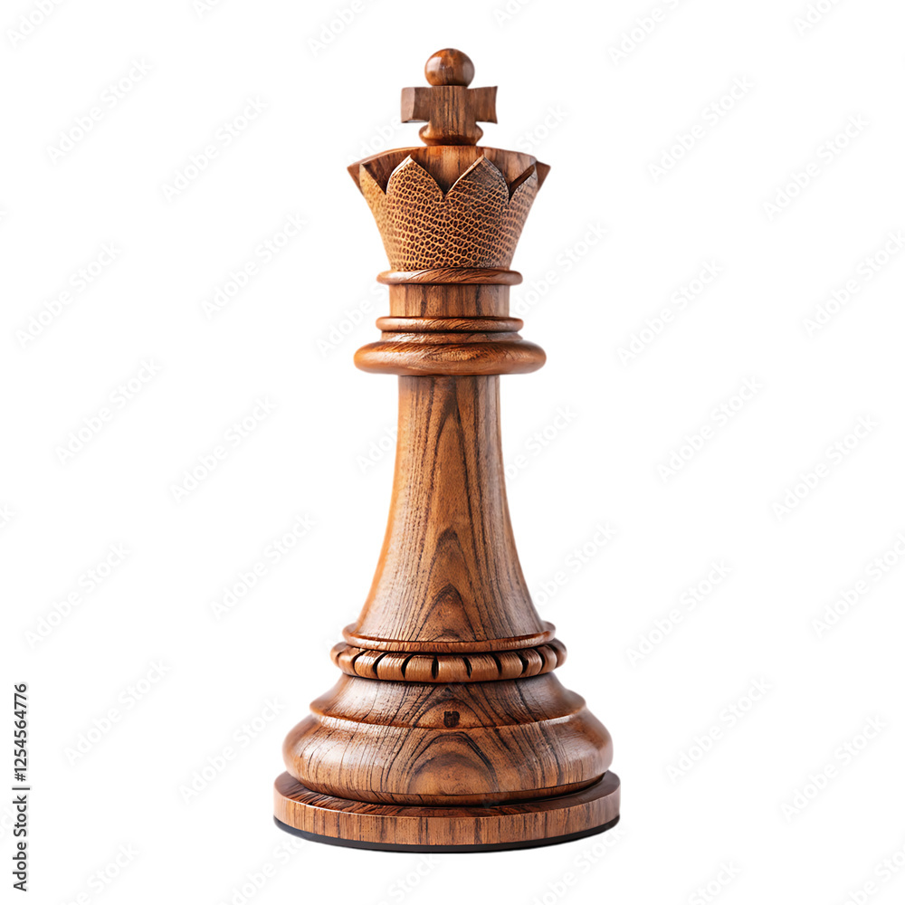 high quality wooden chess king piece isolated on white background. Top chess piece in white high quality wooden chess king piece isolated on white background. Top chess piece in white