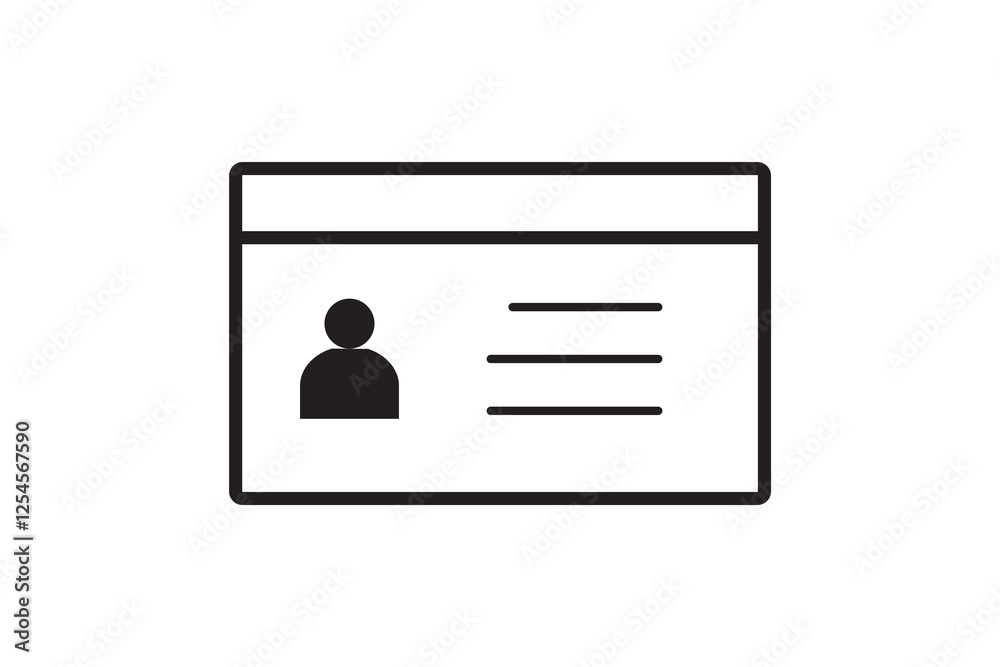 Outline ID card icon, with editable stroke. Personal ID card, driver license pictogram. National ID document, passport, identification identity, personal badge, work pass, verification. Vector icon Outline ID card icon, with editable stroke. Personal ID card, driver license pictogram. National ID document, passport, identification identity, personal badge, work pass, verification. Vector icon