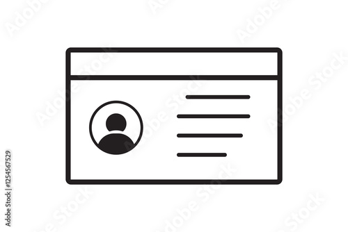 Outline ID card icon, with editable stroke. Personal ID card, driver license pictogram. National ID document, passport, identification identity, personal badge, work pass, verification. Vector icon