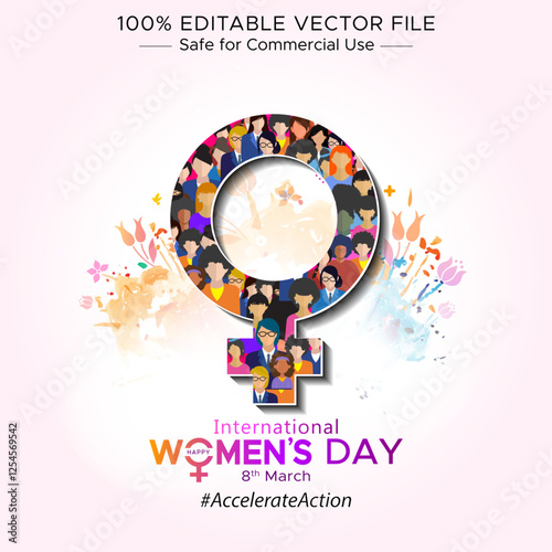 Women's Day greeting card drawing painting and theme illustration.