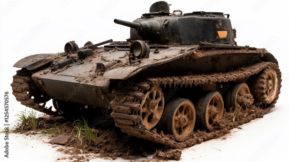 Muddy Military Tank in Studio Shot Muddy Military Tank in Studio Shot