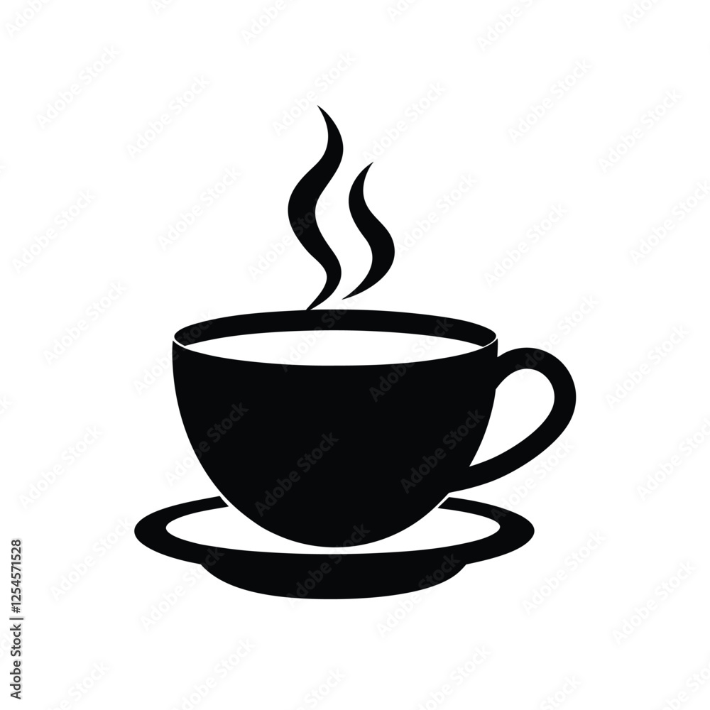 cup of hot coffee silhouette on white background cup of hot coffee silhouette on white background