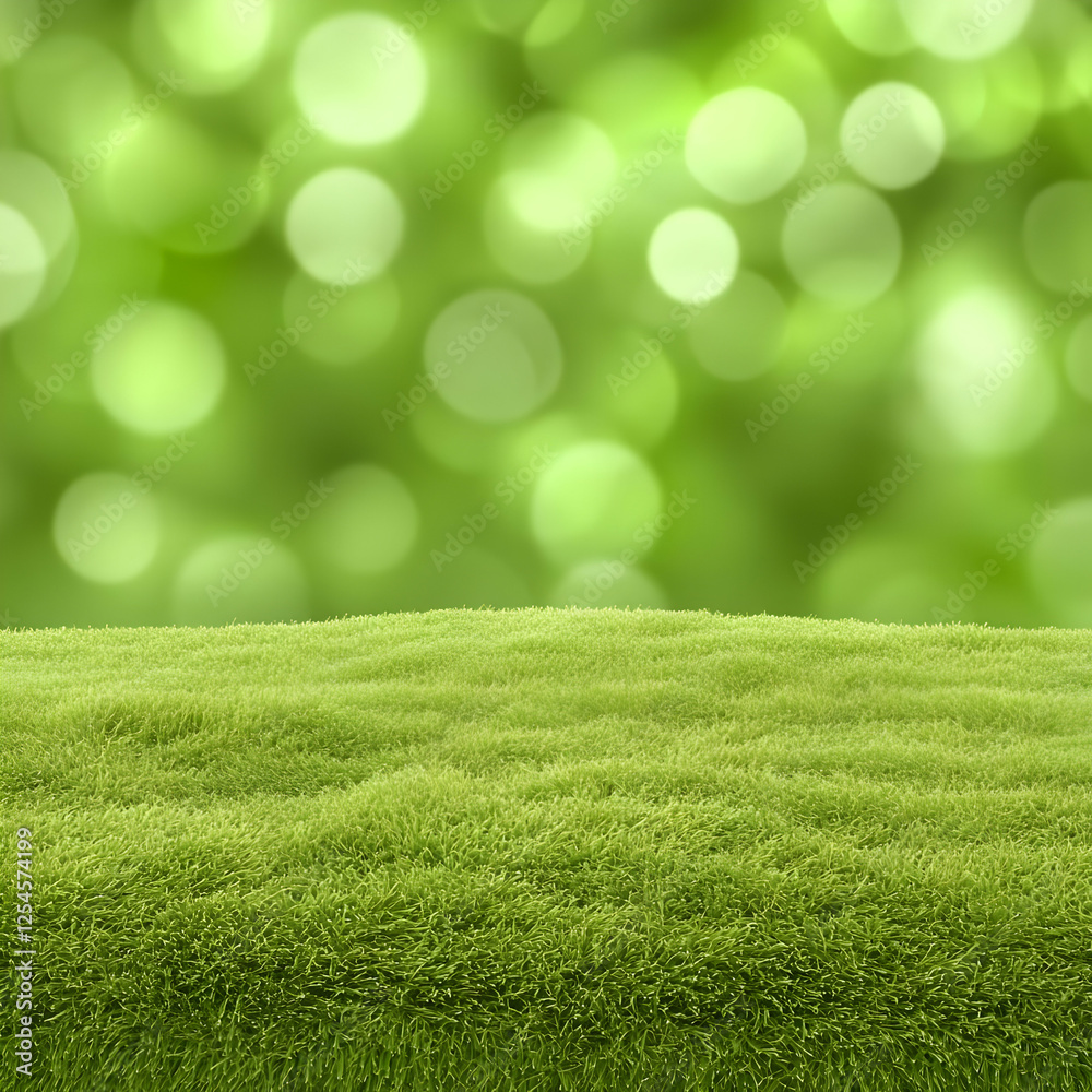 Naklejka premium Green Grassy Field 3D Background Illustration