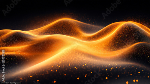 digital wave with flowing particles symbolizes the complexity and constant evolution of technology, data, and the interconnected digital world in a vibrant, blurred visual space photo