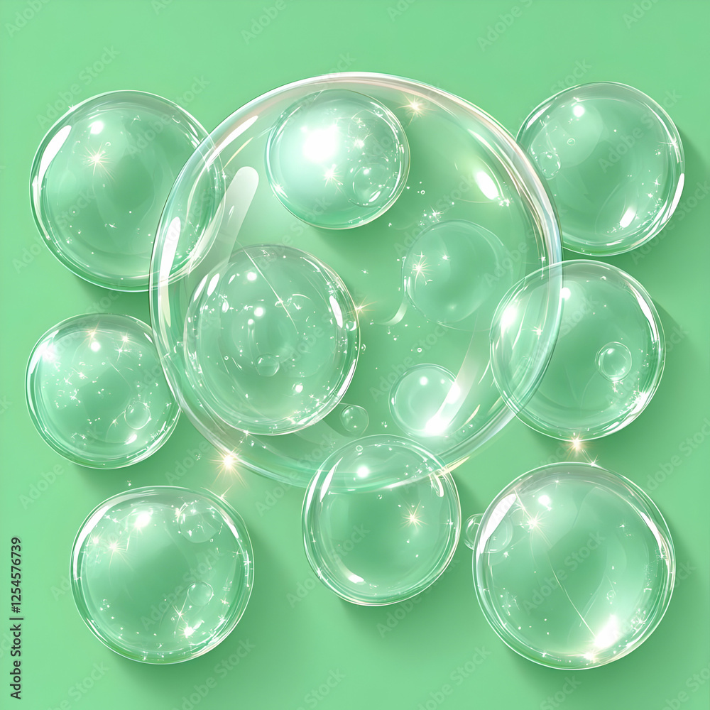 Green Bubbles Abstract 3D Illustration Green Bubbles Abstract 3D Illustration