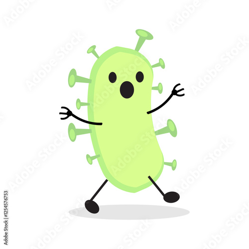 Isolated illustration funny bacteria virus cartoon
