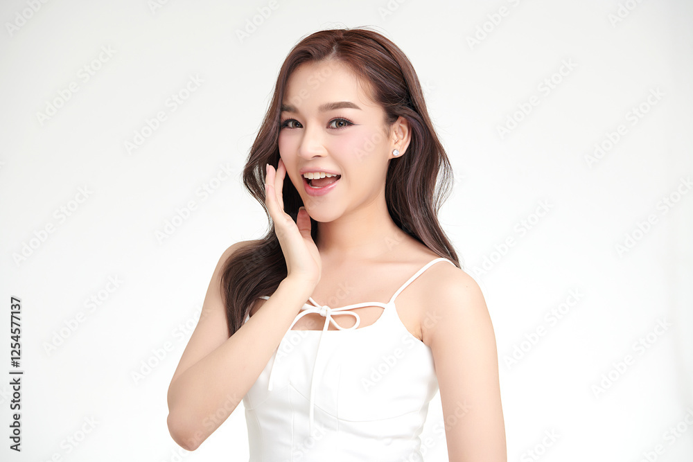 Beautiful young asian woman with clean fresh skin on white background, Face care, Facial treatment, Cosmetology, beauty and spa, Asian women portrait. Beautiful young asian woman with clean fresh skin on white background, Face care, Facial treatment, Cosmetology, beauty and spa, Asian women portrait.