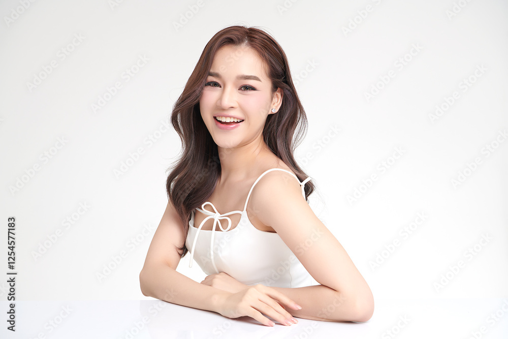 Beautiful young asian woman with clean fresh skin on white background, Face care, Facial treatment, Cosmetology, beauty and spa, Asian women portrait. Beautiful young asian woman with clean fresh skin on white background, Face care, Facial treatment, Cosmetology, beauty and spa, Asian women portrait.