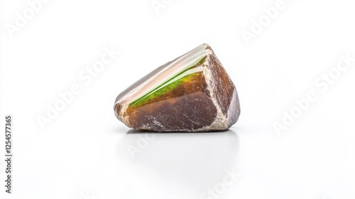 Close-up of a unique translucent gemstone with green hues. Generative AI photo