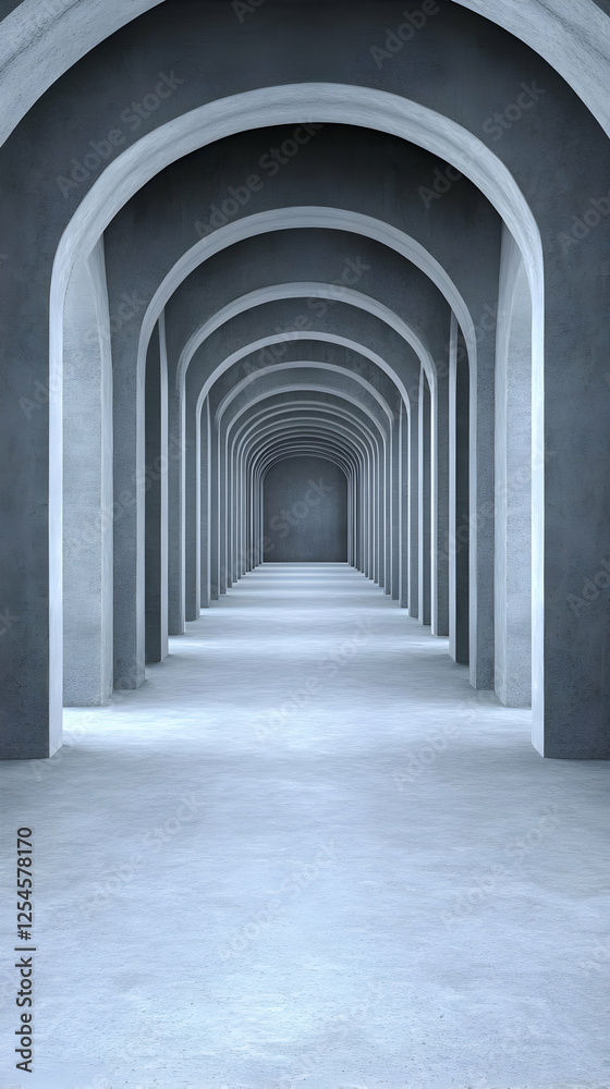 Abstract 3D Rendering of Archway Tunnel