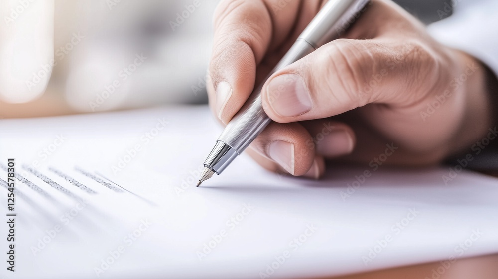 A businessman signing an official document, symbolizing agreements, contracts, and professional commitments in a corporate setting. A businessman signing an official document, symbolizing agreements, contracts, and professional commitments in a corporate setting.