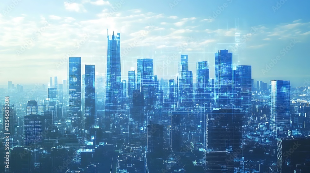 Futuristic Cityscape: Digital Metropolis at Dawn Futuristic Cityscape: Digital Metropolis at Dawn