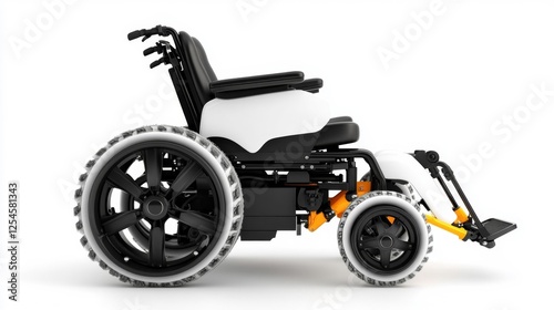 Modern Electric Wheelchair with Stylish Design and Yellow Accents. Generative AI photo