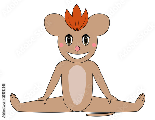 Sitting cartoon mouse with a vibrant orange mohawk hairstyle.