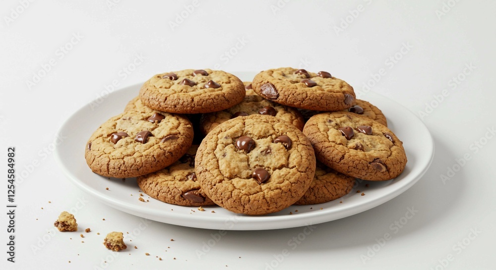 These perfectly baked chocolate chip cookies, with a bite taken out of one, are arranged on a white surface, ready to be enjoyed as a delicious snack or dessert These perfectly baked chocolate chip cookies, with a bite taken out of one, are arranged on a white surface, ready to be enjoyed as a delicious snack or dessert