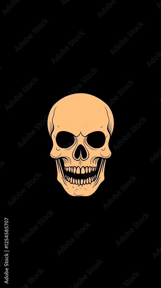 Illustration of a skull against a black background, emphasizing its detailed features and structure Illustration of a skull against a black background, emphasizing its detailed features and structure