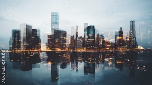 Urban Exposure of Unfinished Buildings at Dusk with Overcast Sky