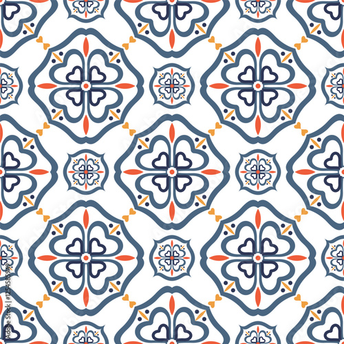 Seamless traditional colorful background pattern with clover leaf